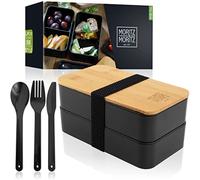 Moritz & Moritz Bento Box Negro - Lunch Box Adultos y Niños - Fiambrera Compartimentos para Trabajo y Colegio