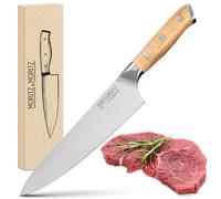 Moritz & Moritz, cuchillo de cocina de 20 cm - Cuchillo profesional de alta calidad, versátil y afilado - Cuchillo de chef con mango ergonómico de madera de acacia - Cuchillo multiusos fabricado con a
