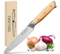 Moritz & Moritz Cuchillo de Cocina Profesional 13 cm - Cuchillo Chef Profesional para Fruta, Verdura, Carne y Más - Mango Ergonómico de Madera de Acacia - Cuchillo de Acero Alemán - Facas Cozinha