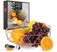 Moritz & Moritz Frutero madera en cobre fabricada en metal 27,5cm - frutero moderno de metal cobre - cesta para regalo, fruta, vegetales y pan