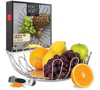 Moritz & Moritz Frutero madera en plateado fabricada en metal 35cm - frutero moderno de metal plateado - cesta para regalo, fruta, vegetales y pan