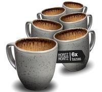Moritz & Moritz Juego de 6 tazas de café, color beige, de gres resistente con degradado único, juego de tazas aptas para lavavajillas, serie Organic
