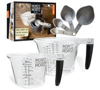 Moritz & Moritz Juego de recipientes medidores 1L y 0,5 L: kit de recipientes medidores compuesto por cucharas y tazas medidoras, apto para lavavajillas - Para cocinar y amasar con niños