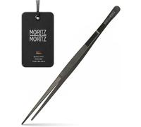 Moritz & Moritz Pinzas de cocina de acero inoxidable puntiagudas, 30 cm, color negro