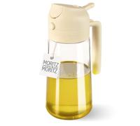 Moritz & Moritz Pulverizador de aceite de 470 ml, crema - 2 en 1 pulverizador y boquilla, pulverizador fino para aceite y vinagre, botella pulverizadora rellenable para sartén, airfryer, barbacoa y
