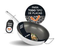 Moritz & Moritz Sartén Wok de acero inoxidable de 30 cm con revestimiento Cerámico - Para todo tipo de cocinas - Estructura antiadherente en Forma de panal para Cocinar, Asar y cocer a Fuego lento