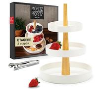 Moritz & Moritz Soporte para Frutas de 3 Niveles, Incluye alicates, de Porcelana, decoración Moderna de Cocina o Fiesta, frutero para Almacenamiento de Frutas, Magdalenas y Cupcakes