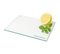 Moritz & Moritz Tabla de cortar de cristal, 40 x 30 cm, resistente a los arañazos e higiénica, de cristal de seguridad, tabla de cortar antideslizante como tabla de cocina, base de corte y bandeja de