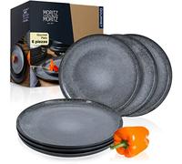 Moritz & Moritz VIDA - Juego de 6 platos de cena (porcelana, aptos para lavavajillas y microondas), color gris