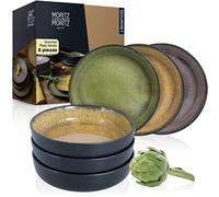 Moritz & Moritz VIDA Plato de sopa gourmet - Juego de 6 platos hondos para 6 personas (porcelana), color amarillo, verde y rosa