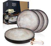 Moritz & Moritz VIDA Plato Gourmet - Juego de 6 platos de cena para 6 personas (porcelana, aptos para lavavajillas y microondas), color beige
