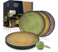 Moritz & Moritz VIDA Plato Gourmet - Juego de 6 platos (porcelana, aptos para lavavajillas y microondas), color amarillo, verde y rosa
