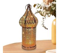 Moroccan Table Light - Battery Powered Cordless Lamp LED Lights, Moroccan Desk Lamp | Iron Lantern Lamp Vintage Farmhouse Lantern | Hollow Carved Table Lamp For Garden, Parties, Events, Indoors