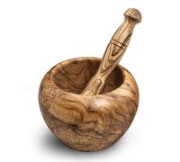 Mortero con mano de mortero 13 cm, marrón, madera de olivo, Lion Sabatier