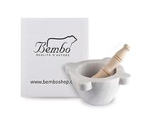 Mortero En Mármol Blanco De Carrara Con Almirez Bembo Ø 14 - Mortero Para Pesto Y Especias - Made in Italy - Modelo Genovés (cm 14)