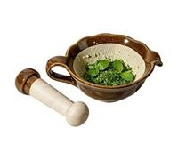 Mortero y majadero Bol Ergonómico Cerámico Triturador Y Molinillo De Ajo | Juego de mortero y majadero de cerámica japonesa Para Cocina, Cocinar, Hogar, Ajo, Restaurante, Camping