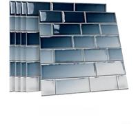 Mosaico de mármol retro de lujo de PVC para azulejos adhesivos de 12 x 12 pulgadas, impermeable, para cocina, baño, rojo, paquete de 10 (MZ-5-284)