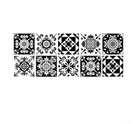 Mosaico marroquí para azulejos adhesivos, 30 unidades, impermeables, PVC, para cocina, baño, ducha, resistente al calor, pelar y negro, 15 x 15 cm (HZ-008)