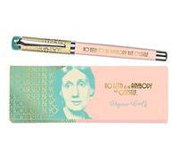 moses. libri_x Virginia Woolf - Bolígrafo de tinta de metal con mina azul, con texto impreso de Virginia Woolf, en una bonita caja