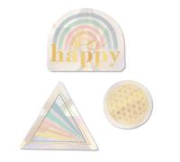 moses. Omm for you Suncatcher - Juego de 3 pegatinas para ventanas con efecto reflectante, pegatinas para ventanas, puertas de cristal o espejos, reutilizables, efecto arcoíris