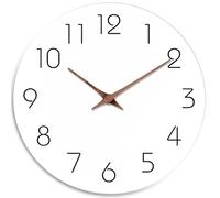 Mosewa Reloj de Pared silencioso de Madera de 30,5 cm, Funciona con Pilas, Moderno, Moderno, Minimalista, Decorativo, para Cocina, hogar, baño, Sala de Estar (12 Pulgadas, Blanco)