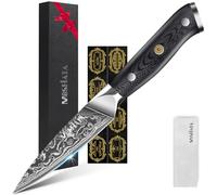 MOSFiATA Cuchillo Pelador Damasco, Cuchillo Cocina Profesional para Pelar Frutas y Verduras, Hoja de 89mm