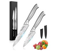 MOSFiATA Juego de Cuchillos para Fruta y Verdura con Funda, Cuchillo Pelar de 9 cm y Cuchillo Universal de 12,7 cm