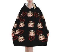 MOSGDBV Manta con Capucha Personalizada para Hombres y Mujeres - Texto/Imagen/Foto, Batamanta, Sudadera Manta, Regalo Cumpleaños y Aniversario