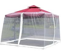 Mosquitera ajustable para patio para sombrilla cuadrada de 10 a 13 pies y cenador, toldo blanco con cuerda y puerta, 300 x 300 x 230 cm, protección para exteriores