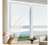 Mosquitera Con Cremallera Para Ventanas Fibra De Vidrio Duradera, Autoadhesiva, Tamaño Ajustable DIY, Instalación Sin Taladrar Marco, Mosquitera Resistente A Gatos Mascotas(White,70x110cm)