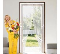 Mosquitera Cortina Puerta Magnetica 125 x 200 cm Varios Tallas Puerta de Malla Magnética Mantiene El Aire Fresco para Exterior de Balcón Patio, Blanco