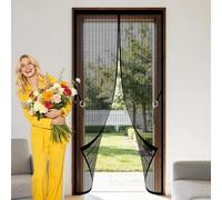 Mosquitera Cortina Puerta Magnetica 125 x 200 cm Varios Tallas Puerta de Malla Magnética Mantiene El Aire Fresco para Exterior de Balcón Patio, Negro