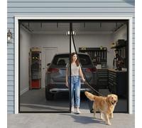 Mosquitera de Puerta de Garaje Magnetica Sin Taladrar, Cortina de Pantalla de Fibra de Vidrio Reforzada 351cm 366cm 381cm 411cm Malla Enrollable para Mascotas y Niños(Black,472x244cm)