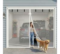 Mosquitera de Puerta de Garaje Magnetica Sin Taladrar, Cortina de Pantalla de Fibra de Vidrio Reforzada 351cm 366cm 381cm 411cm Malla Enrollable para Mascotas y Niños(White,198x259cm)