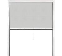 Mosquitera enrollable para ventanas, marca Unyqoos®, color blanco, 100x140 cm. Marco de aluminio, malla de fibra de vidrio, apta para montaje interior y exterior