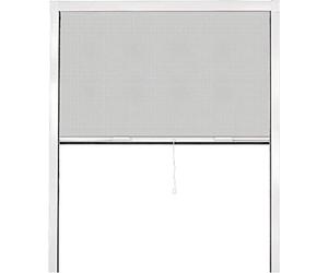 Mosquitera enrollable para ventanas, marca Unyqoos®, color blanco, 100x140 cm. Marco de aluminio, malla de fibra de vidrio, apta para montaje interior y exterior