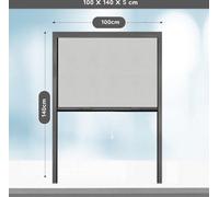 Mosquitera enrollable para ventanas Unyqoos®, color antracita, 100x140 cm, mosquitera retráctil, marco de aluminio y malla de fibra de vidrio, 1 unidad, apta para montaje interior/exterior, sin necesi