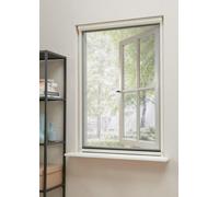 Mosquitera enrollable para ventanas Unyqoos® Hamstra PLUS, blanca, 58x155 cm, con carcasa de aluminio, tejido de fibra de vidrio recubierto de plástico, apta para montaje interior y exterior