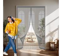 Mosquitera Magnética 110 x 130 cm Varios Tallas, Cierre Automático, No Requiere Herramientas, Mantiene El Aire Fresco Mosquitera Puerta a Prueba de Gatos para Sala de Estar, Patio, Gris