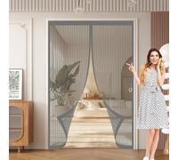 Mosquitera Magnética 110 x 145 cm Cierre Automático, Automáticamente y Mantiene El Aire Fresco, La Cortina Magnética Es Ideal Mosquitera Cortina Puerta para Puertas Del Balcón, Gris