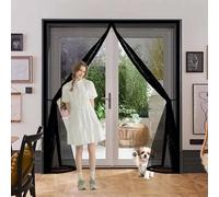 Mosquitera Magnetica 110 x 160 cm Transpirables Antimosquitos, Sin Taladros, Magnético Automático, Con Velcra, Cortinas Antimosquitos para Puertas para Ventanas y Balcón, Negro