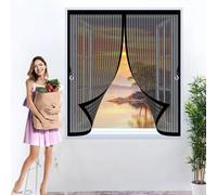Mosquitera Magnética 130 x 135 cm Cierre Automático de Arriba a Abajo, Mantiene El Aire Fresco Dentro y Los Bichos Fuera Fly Curtains for Door para Todas Las Ventana, Negro