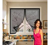 Mosquitera Magnetica 80 x 100 cm Imanes Más Fuertes, Protección Contra Insectos, sin Taladrar Puerta de Malla Magnética para Correderas, Garaje O Patio, Negro