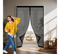 Mosquitera Magnética 95 x 100 cm Varios Tallas, Cierre Automático, No Requiere Herramientas, Mantiene El Aire Fresco Mosquitera Puerta a Prueba de Gatos para Sala de Estar, Patio, Negro