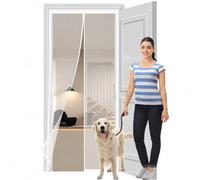 Mosquitera Magnética para Puerta 120 x 185 cm Contra Respirable, con Imanes Cortina Mosquitera Exterior Fácil Instalación, Mantiene El Aire Fresco Adiós a Los Mosquitos, Blanco