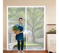 Mosquitera Magnética para Puerta 125 x 200 cm Cierre Automático, sin Taladrar Cortina Mosquitera Exterior Fácil de Instalar, Antimosquitos, Malla Fina Corredera de Patio, Blanco