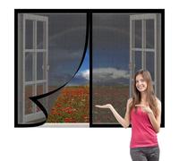 Mosquitera Magnética para Ventanas 110 x 130 cm Protección Contra Mosquitos y Moscas Cortinas Mosquitera Ventana Fácil de Limpiar para Todas Las Ventanas, Negro