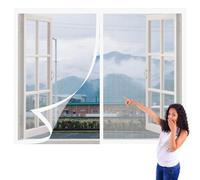Mosquitera Magnética para Ventanas 110 x 150 cm Imanes Se Cierran Automáticamente Window Mosquito Net Fácil Instalación Adhesiva para Balcón Corredera Terraza, Blanco