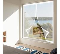 Mosquitera Magnética para Ventanas 110 x 150 cm Protección Contra Mosquitos y Moscas Mosquitera Ventanas Adhesiva Fácil de Limpiar Adecuada para Decoración Del Hogar, Blanco