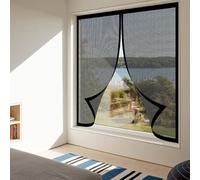 Mosquitera Magnética para Ventanas 110 x 150 cm Protección Contra Mosquitos y Moscas Mosquitera Ventanas Adhesiva Fácil de Limpiar Adecuada para Decoración Del Hogar, Negro